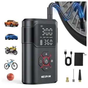 Inflador/Compresor Portátil NEXPOW 150 PSI Recargable para Auto, Moto, Bicicleta y Pelotas con Pantalla Dual miniatura 8